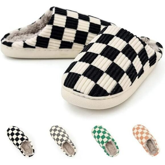 Fuzzy memory foam house slippers indoor outdoor shoes with faux fur lining - Picture 7 of 7